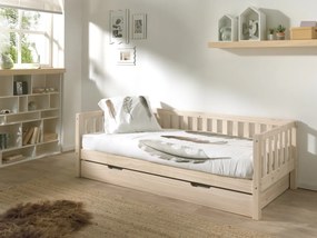 Set Pat Cabină Fritz 90x200 cm cu Sertar Suplimentar, pentru Copii, Pin Lăptos – Vipack