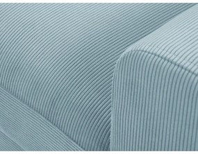 Colțar albastru deschis extensibil, cu spațiu de depozitare cu tapițerie din catifea reiată (cu colț pe partea stângă, cu șezlong) Kyoto – Cosmopolitan Design