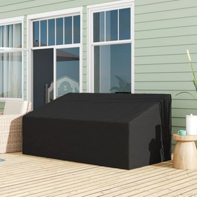 Outsunny Husă pentru canapea exterior impermeabilă 3 locuri, husă banc grădină Țesătură Oxford 600D, 218 x 111 x 63/101 cm, negru | Aosom Romania