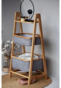 Organizator pentru baie cu 2 compartimente, Bahari, Wenko, 91 x 44 cm, lemn/poliester/bumbac, gri/natur