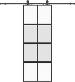 vidaXL Ușă glisantă cu set feronerie neagră 76x205cm sticlă securizată