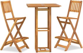 vidaXL Set de bar de exterior, 3 piese, lemn masiv de acacia