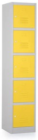 Dulap metalic - 5 cutii, 38 x 45 x 185 cm, broasca cilindrica, galben - ral 1023