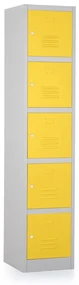 Dulap metalic - 5 cutii, 38 x 45 x 185 cm, broasca cilindrica, galben - ral 1023