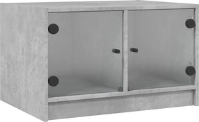 vidaXL Măsuță de cafea cu uși din sticlă, gri beton, 68x50x42 cm