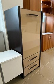 PRODUS RESIGILAT - Comoda inalta MIRACCO, wenge/bej, PAL, 49x40x110 cm