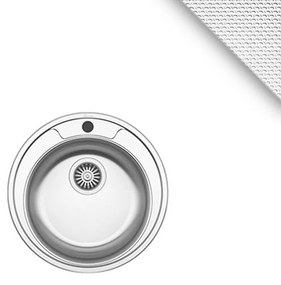 Chiuveta Sanobi, 1 Cuva universala, Inox texturat, pe blat, D 49 cm