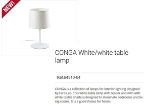Veioza / Lampa de masa moderna design elegant CONGA alba 64310-04