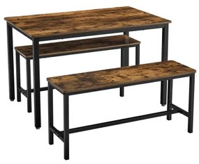 Set Masa Cu 2 Banci Maro Si Negru, 110 Cm