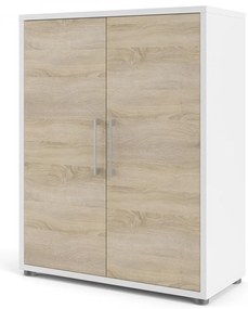 Dulap Modulo 89 x 40 x 113 cm, uși din lemn, alb / stejar sonoma