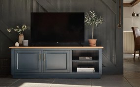 Comodă TV lemn masiv natur Richmond Albastru/, 150 × 40 × 51 cm