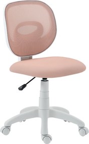HOMCOM Scaun de Birou Ergonomic Rotativ din Material Tip Plasă Respirabil Fără Brațe, Înălțime Reglabilă, Roz | Aosom Romania