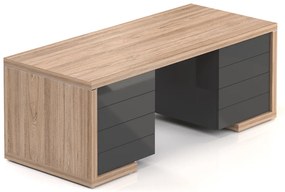 Masa Lineart 200 x 85 cm + 2x container, ulm deschis / antracit