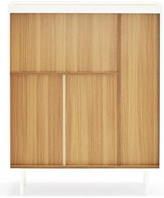 Comodă albă înaltă cu aspect de lemn de stejar 95x120 cm Arista – Teulat