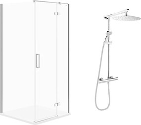 Pachet cabina de dus Cersanit Jota crom 90x90 cm si coloana de dus FDesign Anima crom