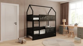 Pat Nemos pentru copii supraetajat tip căsuță – Culoare Negru, 80x180
