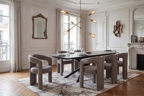 Scaun cu design sculptural tesatura chenille greige ARCH
