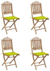 3063971 vidaXL Set mobilier de exterior pliabil, cu perne, 5 piese, bambus