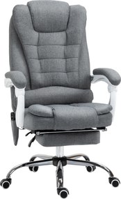Vinsetto Scaun de Birou cu Telecomandă și 6 Puncte de Masaj, Tapitat cu Stofă Tip Catifea, 67x79x111-121 cm, Gri | Aosom Romania