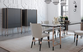 Bufet lemn masiv Înalt Calista Negru-Rose Gold L 104 x A 50 x H 150 cm - Marmura naturala