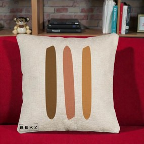 Perna Decorativa Abstract Linii Terracotta, 40x40 cm, Bej Canapea, Husa Detasabila, Perna Inclusa, BEKZ®