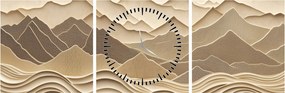 Tablou - Linii Montane 3D (cu ceas) (90x30 cm)