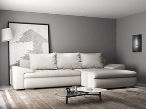 Colțar extensibil dumonde cu ladă de depozitare si sezut confortabil din spuma high-density, Leonardo Enjoy Bej 260x185 cm II