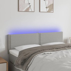 3121470 vidaXL Tăblie de pat cu LED, gri deschis, 144x5x78/88 cm, textil