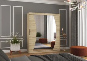 Dulap cu usi glisante si oglinda 180x215 cm, Dolores, ADRK Furniture (Culoare: Alb)