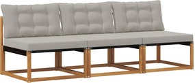 vidaXL 3 Bucată Canapea Medie pentru Exterior Lemn Solid de Acacia