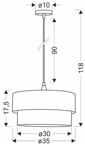 Lustră în culoarea petrolului-neagră cu abajur textil ø 35 cm Solanto – Candellux Lighting