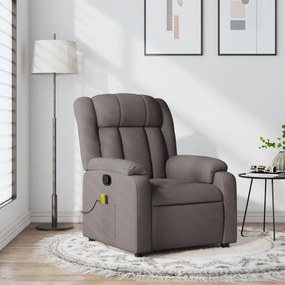 vidaXL Fotoliu de masaj rabatabil, gri taupe, material textil