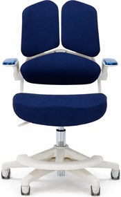 ErgoMotion Junior – Scaun Ergonomic pentru copii, Reglaje Multiple, Ajustare Personalizată, Adaptabil pe măsura creșterii, Suport Lombar 3 Zone, Roți Blocabile, Bleumarin