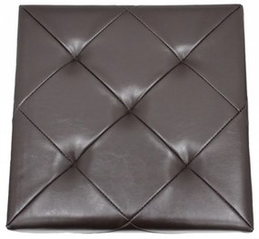 Taburet cu cutie de depozitare HouseXL™ 10100, Dimensiuni 38X38X38cm, Max 150 kg, Capac moale din piele ecologica, Maron