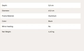 Oglinda decorativa design modern CARLO negru D-61cm