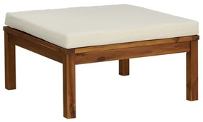 Set mobilier gradina cu perne crem, 5 piese, lemn masiv acacia Crem, colt + 2x mijloc + suport pentru picioare + masa, 1