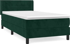 vidaXL Pat box spring cu saltea, verde închis, 80x200 cm, catifea