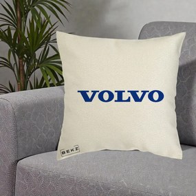 Perna Personalizata cu emblema Volvo, 40x40 cm, Ecru, Husa Detasabila, Perna Inclusa, BEKZ®