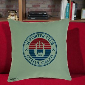 Perna Personalizata Otelul Galati Suporter Club 1964, 40x40 cm, Verde, Husa Detasabila, Perna Inclusa, BEKZ®