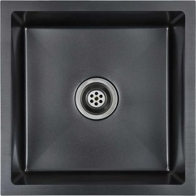 vidaXL Chiuvetă de bucătărie lucrată manual, negru, oțel inoxidabil
