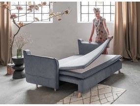 Canapea gri extensibilă cu tapițerie din catifea 225 cm Charming Charlie – Miuform