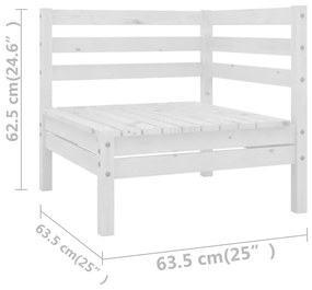 Set mobilier de gradina, 13 piese, alb, lemn masiv de pin Alb, 1