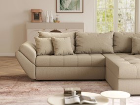 Colțar extensibil dumonde cu ladă de depozitare si sezut confortabil din spuma high-density, Loana Enjoy Camel 270x185 cm