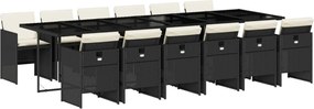 vidaXL Set mobilier de grădină cu perne, 13 piese, negru, poliratan