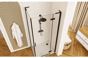 Cabina de dus dreptunghiulara Rea Hugo cu usa batanta 90x80 cm negru