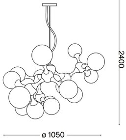 Ideal Lux - Lustră suspendată NODI, 15x E14, max. 28 W, 230 V, Ø 105 cm, alamă/albă
