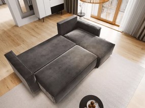 Promo Canapea de colt extensibila CAVELO, gri inchis, reversibila, calitate II