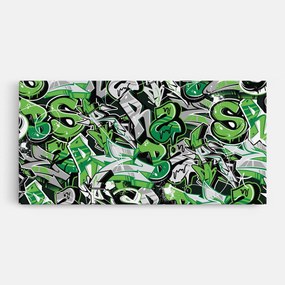 Tablou Canvas, 60x120cm, Dormitor si Living, Moderne, Graffiti, Green Graffiti Letters
