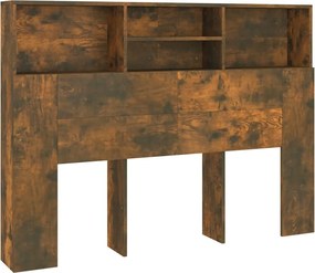 vidaXL Tăblie de pat cu dulap, stejar fumuriu, 140x19x103,5 cm
