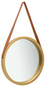 vidaXL Oglindă de perete cu o curea, 50 cm, auriu